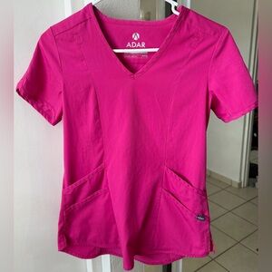 Adar Women's Hot Pink V-Neck Medical Scrub Top